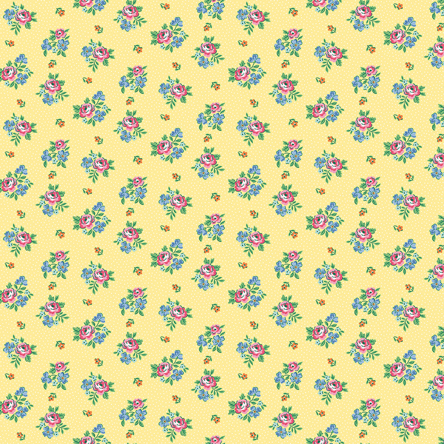 Riley Blake Designs | Traditional 30's | Scattered Floral Yellow | C18248-YELLOW