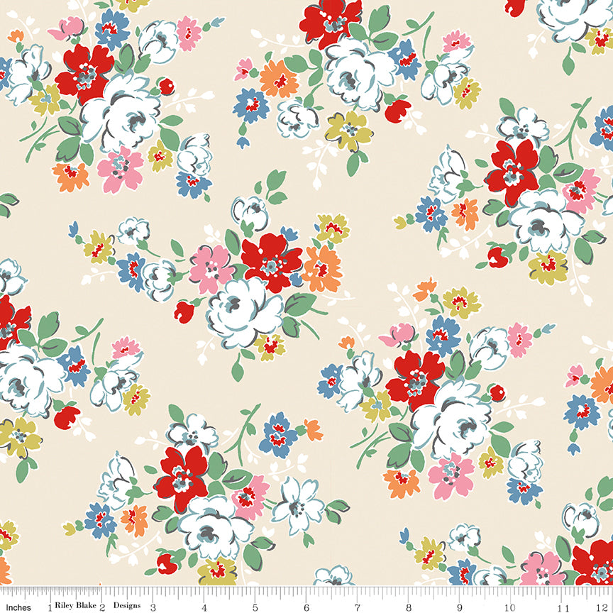 Riley Blake Cath Kidston Clifton Rose Cream quilting fabric