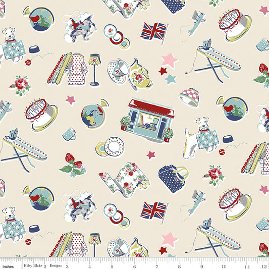 Riley Blake Cath Kidston Icons Cream quilting fabric