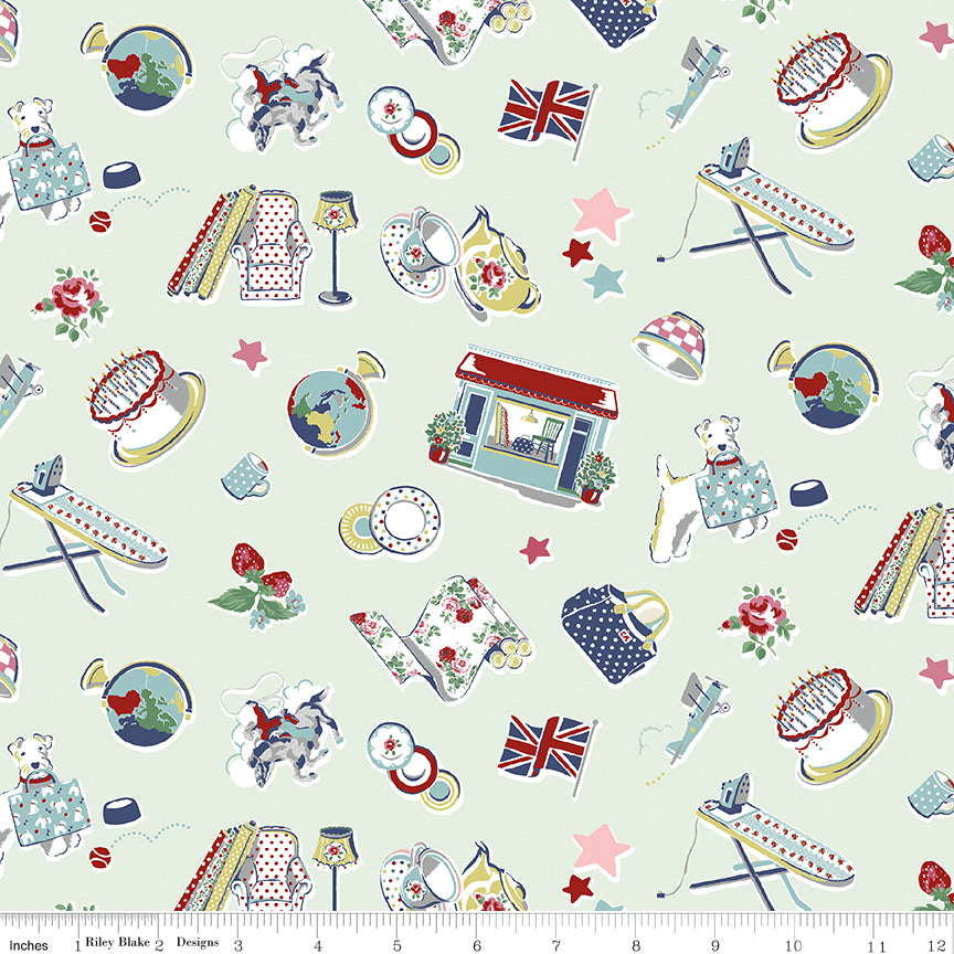 Riley Blake Cath Kidston Icons Mist quilting fabric