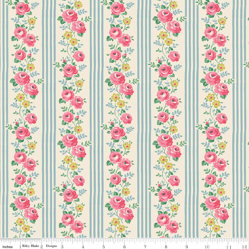 Riley Blake Cath Kidston Stripe Blue quilting fabric