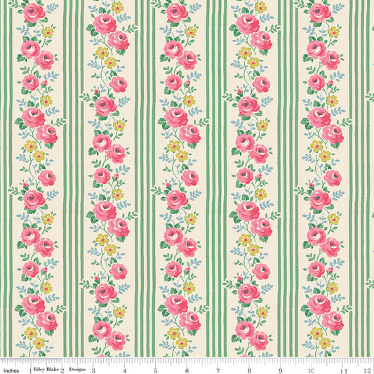 Riley Blake Cath Kidston Stripe Green quilting fabric
