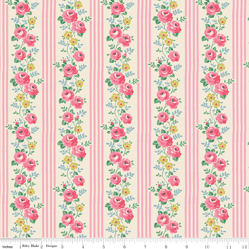 Riley Blake Cath Kidston Stripe Pink quilting fabric