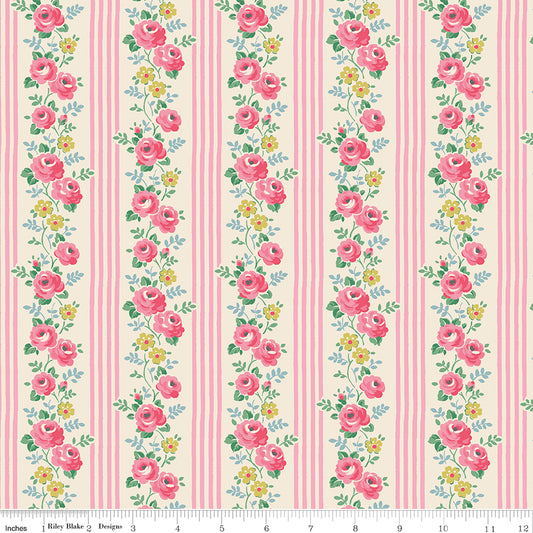 Riley Blake Cath Kidston Stripe Pink quilting fabric