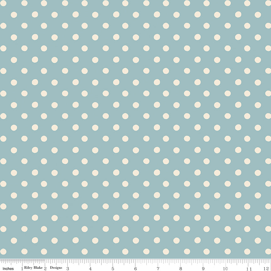 Riley Blake Cath Kidston Button Spot Blue quilting fabric