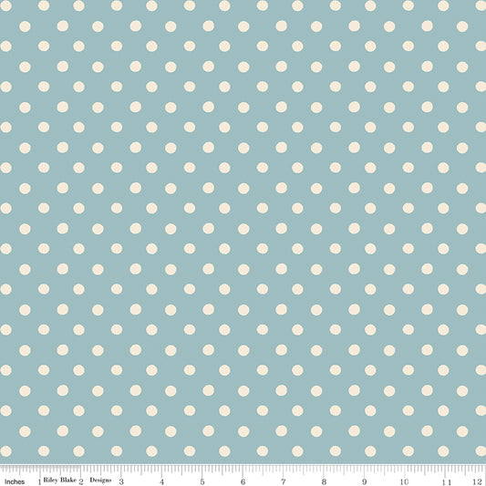 Riley Blake Cath Kidston Button Spot Blue quilting fabric