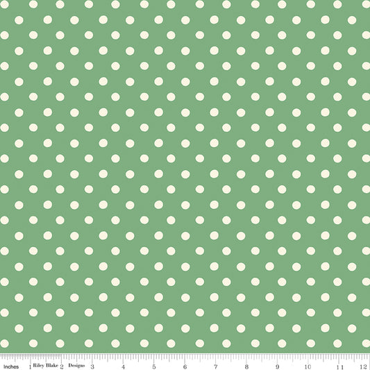 Riley Blake Cath Kidston Button Spot Green quilting fabric
