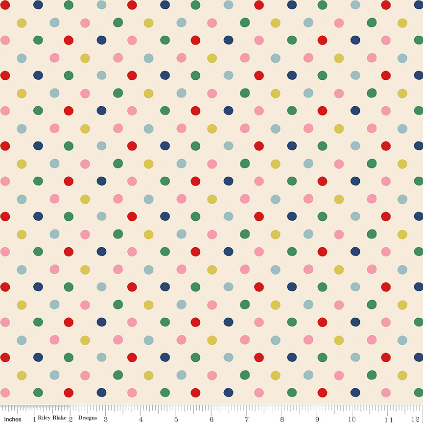Riley Blake Cath Kidston Button Spot Multi quilting fabric