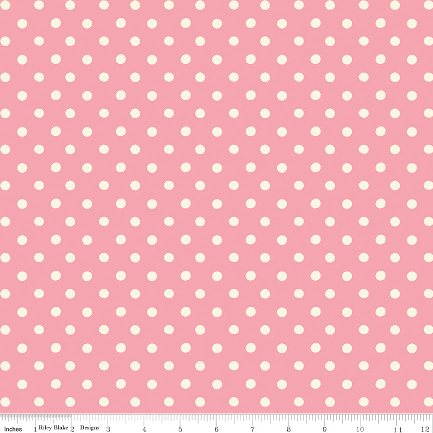 Riley Blake Cath Kidston Button Spot Pink quilting fabric
