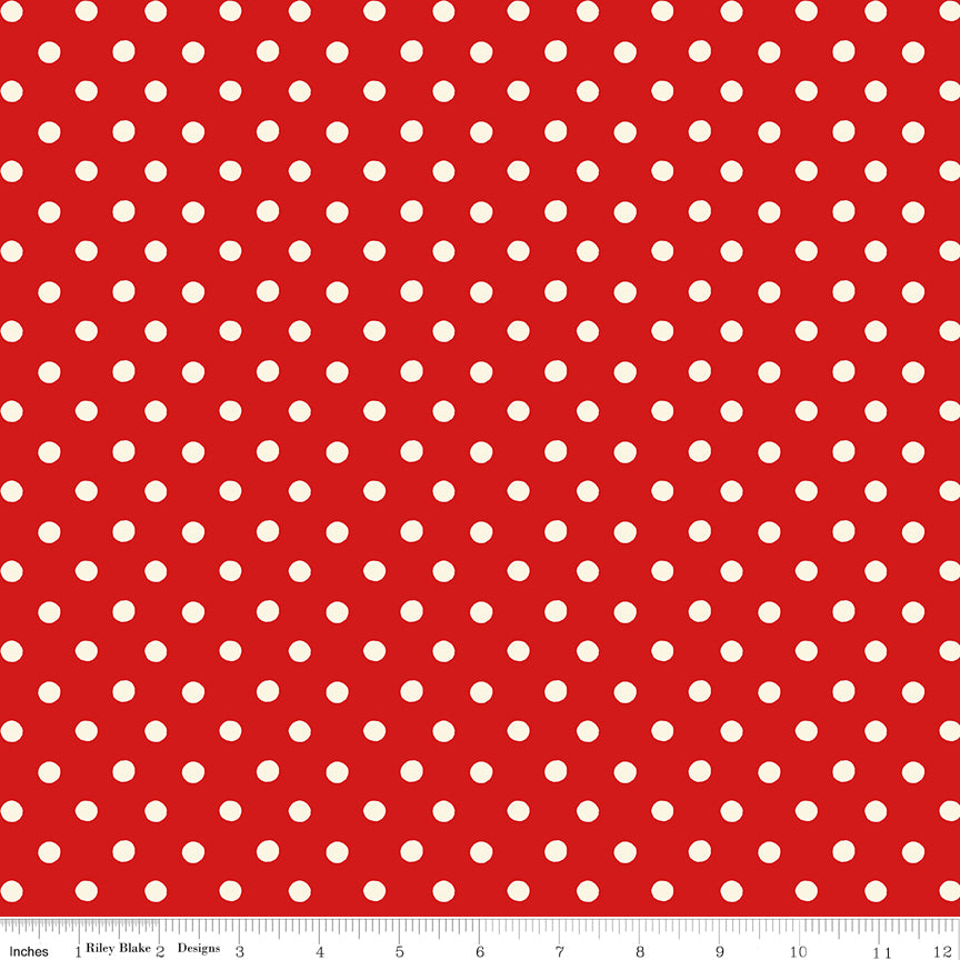 Riley Blake Cath Kidston Button Spot Red quilting fabric