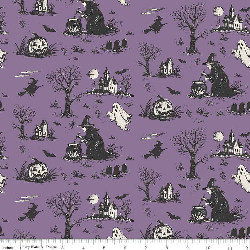 Riley Blake Designs | Cobweb Cottage | Halloween Toile | Purple | C19080-PURPLE