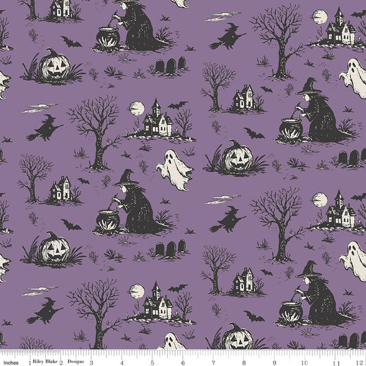 Riley Blake Designs | Cobweb Cottage | Halloween Toile | Purple | C19080-PURPLE