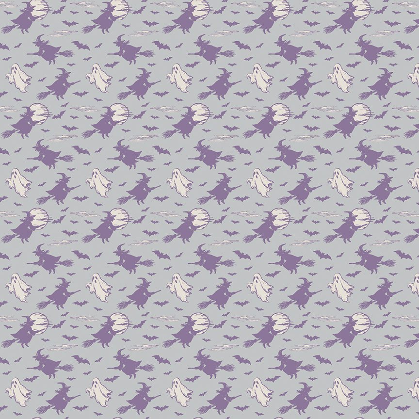 Riley Blake Designs | Cobweb Cottage | Halloween Skies Silver | Gray | C19084-SILVER