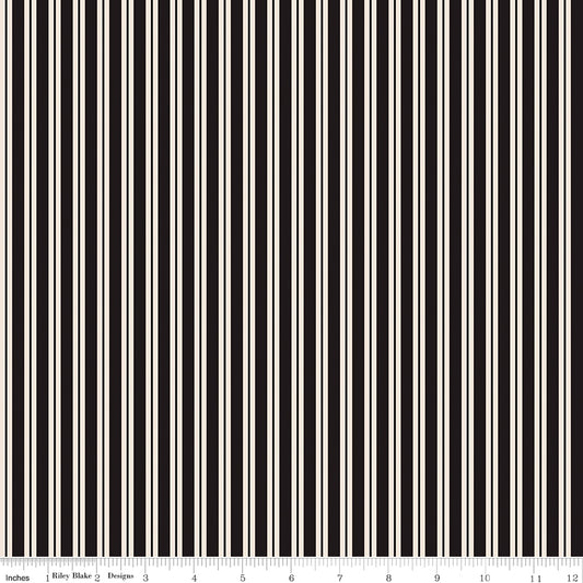 Riley Blake Designs | Cobweb Cottage | Stripes Licorice | Black | C19087-LICORICE