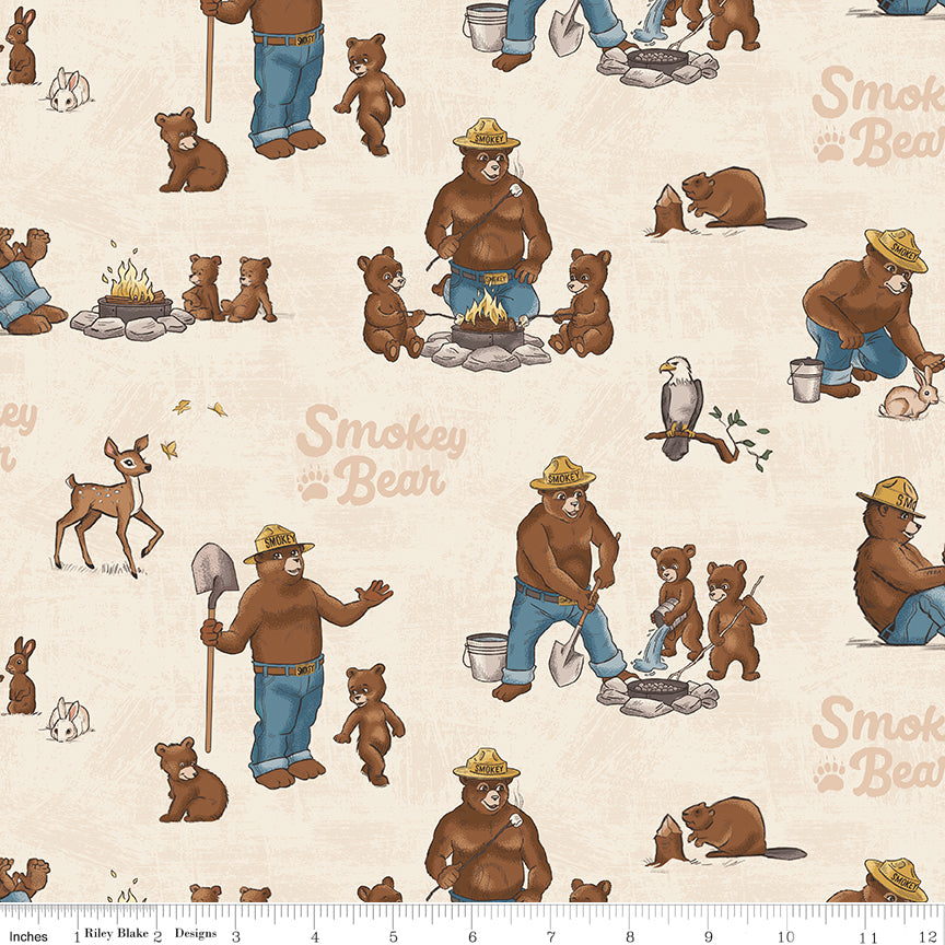 Riley Blake Designs | Keep It Green | Smokey and Cubs | Cream | C19120-CREAM