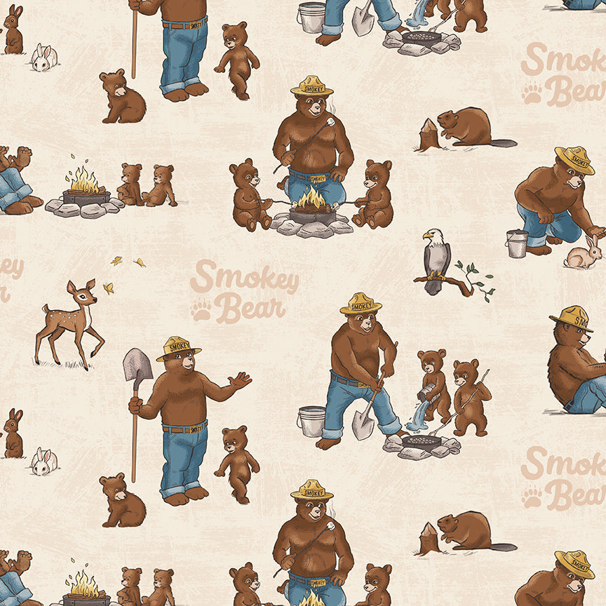 Riley Blake Designs | Keep It Green | Smokey and Cubs | Cream | C19120-CREAM