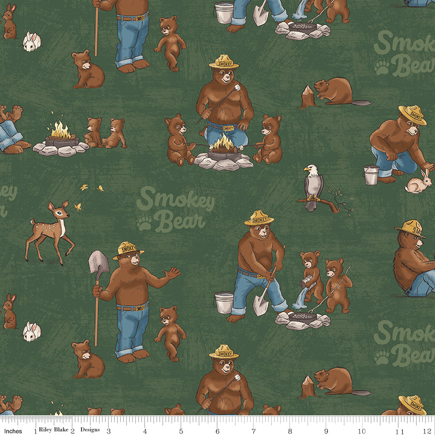 Riley Blake Designs | Keep It Green | Smokey and Cubs | Green | C19120-GREEN