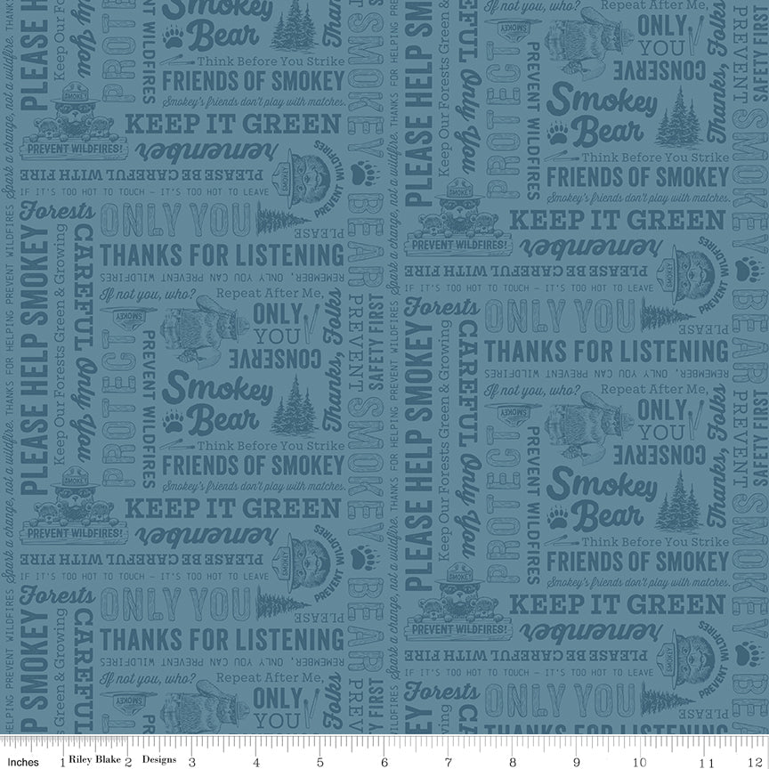 Riley Blake Designs | Keep It Green | Text | Blue | C19122-BLUE