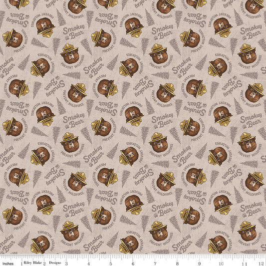 Riley Blake Designs | Keep It Green | Smokey Faces Wheat | Tan | C19124-WHEAT
