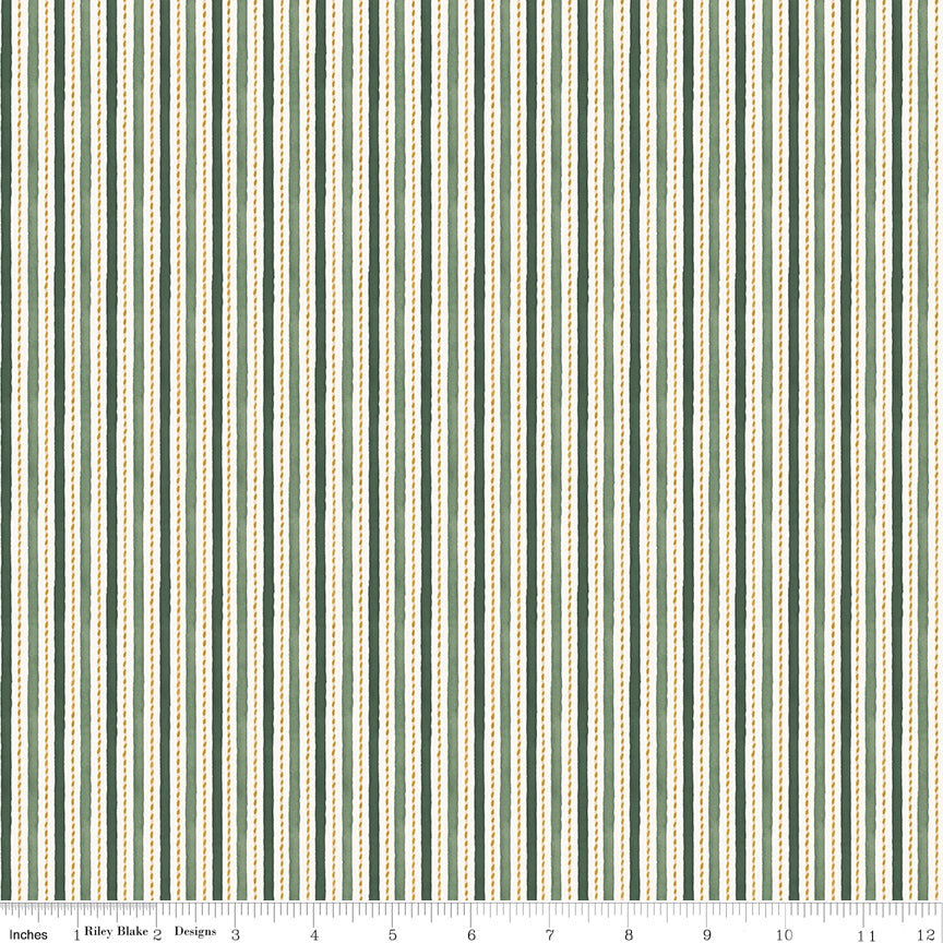 Riley Blake Designs | Santa's Fair | Stripes | Green | C19205-GREEN