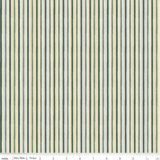 Riley Blake Designs | Santa's Fair | Stripes | Green | C19205-GREEN