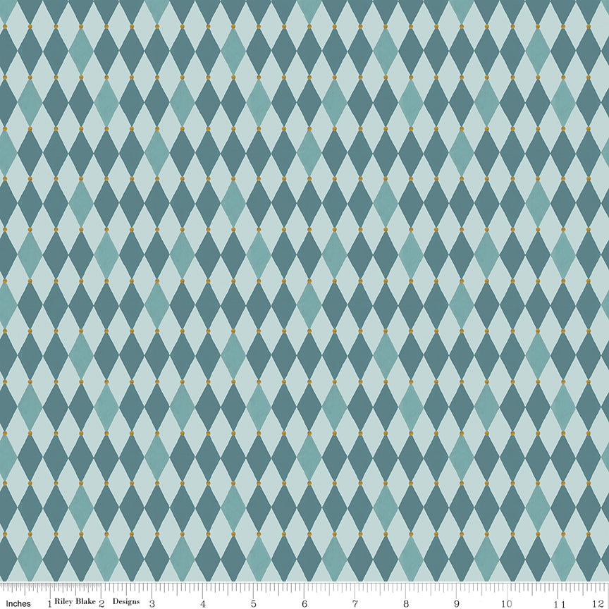 Riley Blake Designs | Santa's Fair | Diamonds | Blue | C19206-BLUE