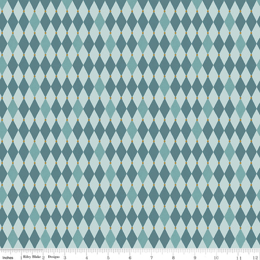 Riley Blake Designs | Santa's Fair | Diamonds | Blue | C19206-BLUE