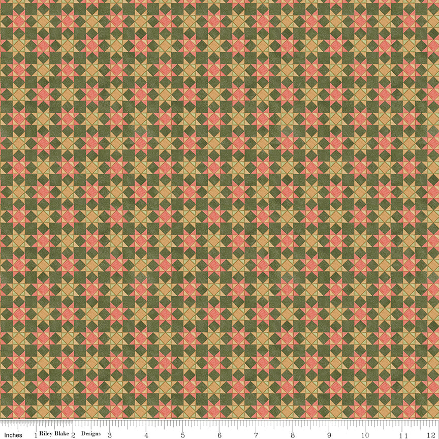 Riley Blake Designs | Waddle's Christmas | Quilt Blocks Avocado | Green | C19294-AVOCADO