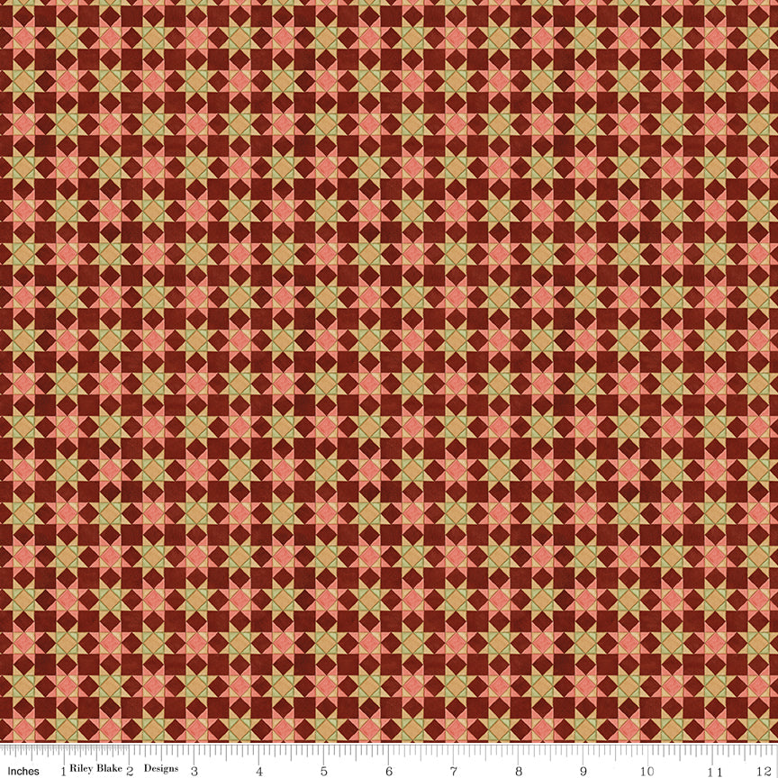Riley Blake Designs | Waddle's Christmas | Quilt Blocks Dahlia | Red | C19294-DAHLIA