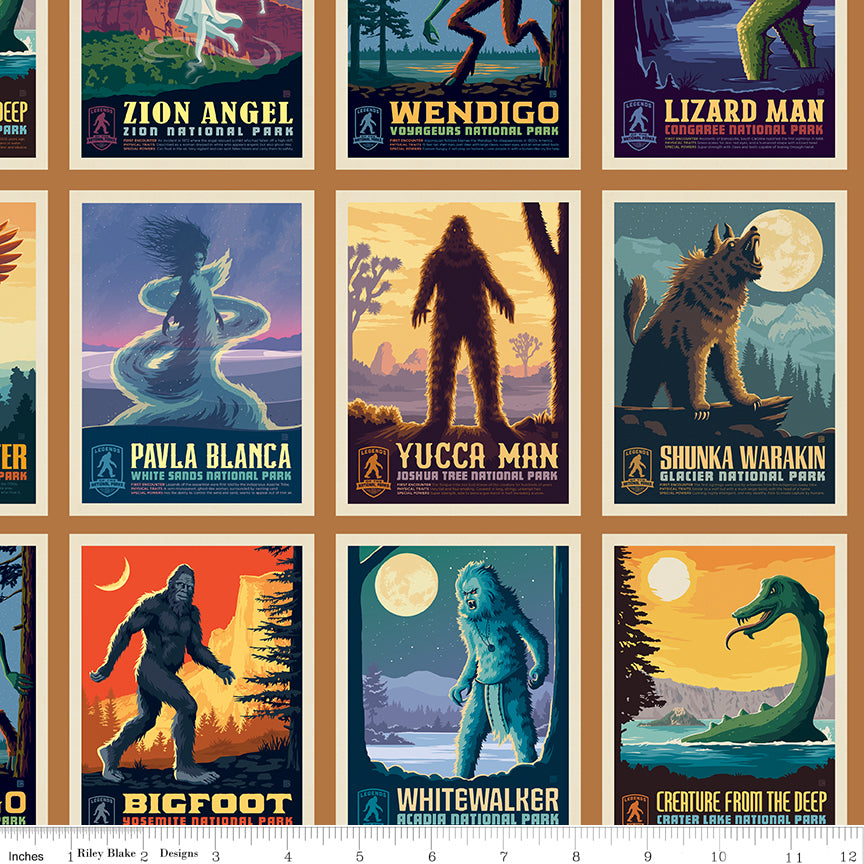 Riley Blake Designs | Legends of the National Parks | Postcards Sienna | Brown | CD13281-SIENNA