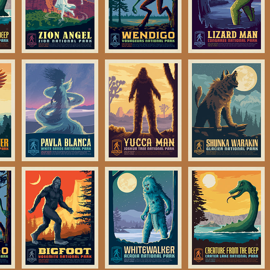 Riley Blake Designs | Legends of the National Parks | Postcards Sienna | Brown | CD13281-SIENNA