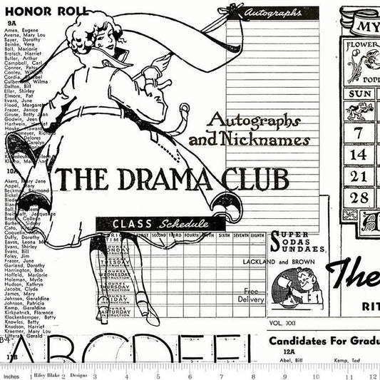 Riley Blake | Old School | Digitally Printed School Paper | White | J Wecker Frisch