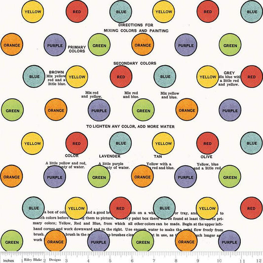 Riley Blake | Old School | Digitally Printed Primary Colors | White | J Wecker Frisch