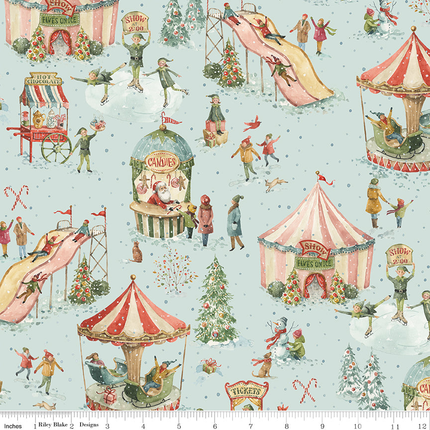 Riley Blake Designs | Santa's Fair | Main | Blue | CD19200-BLUE
