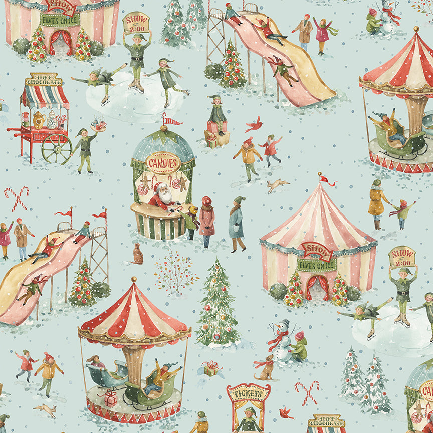 Riley Blake Designs | Santa's Fair | Main | Blue | CD19200-BLUE