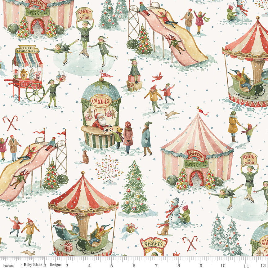 Riley Blake Designs | Santa's Fair | Main Cloud | Off White | CD19200-CLOUD