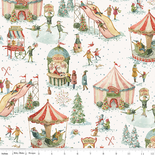 Riley Blake Designs | Santa's Fair | Main Cloud | Off White | CD19200-CLOUD