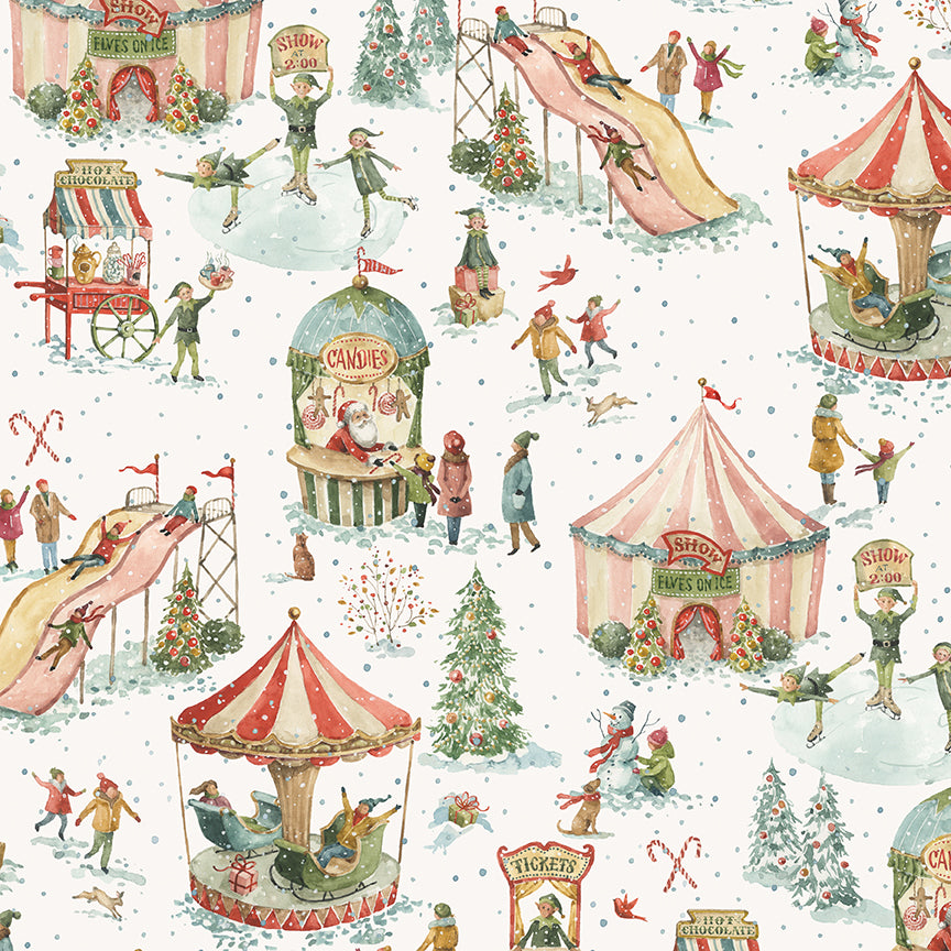 Riley Blake Designs | Santa's Fair | Main Cloud | Off White | CD19200-CLOUD