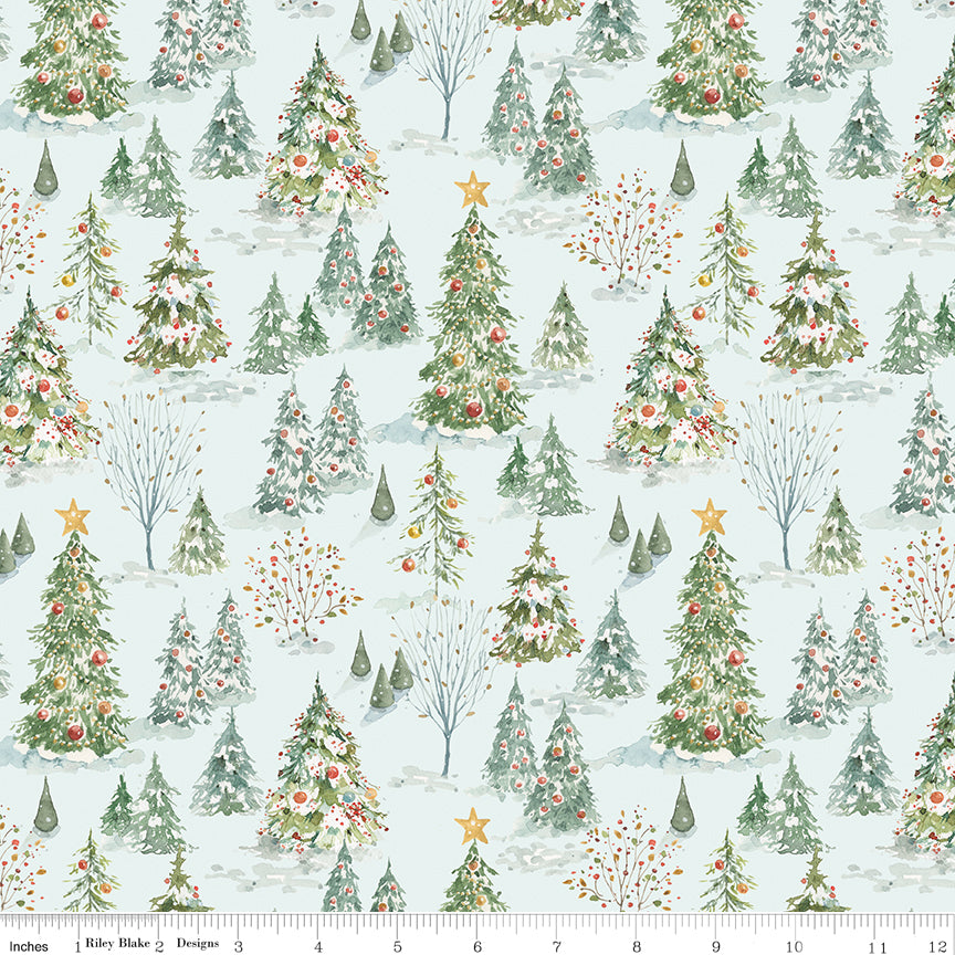 Riley Blake Designs | Santa's Fair | Forest | Blue | CD19201-BLUE