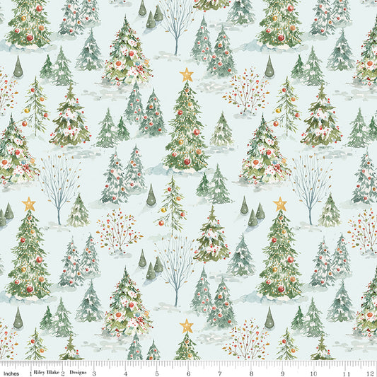 Riley Blake Designs | Santa's Fair | Forest | Blue | CD19201-BLUE