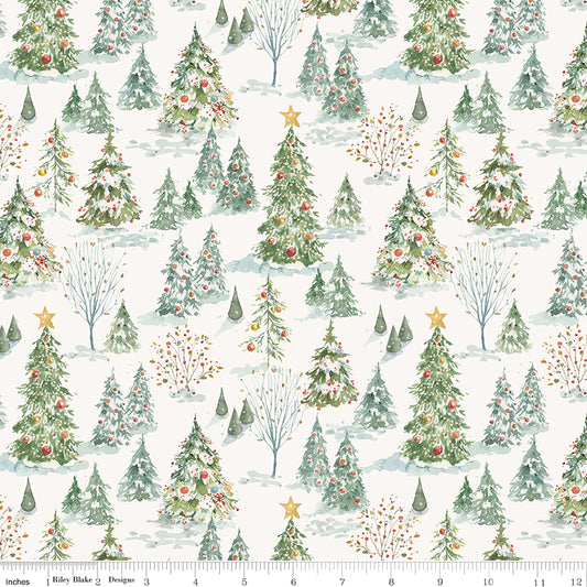 Riley Blake Designs | Santa's Fair | Forest Cloud | Off White | CD19201-CLOUD