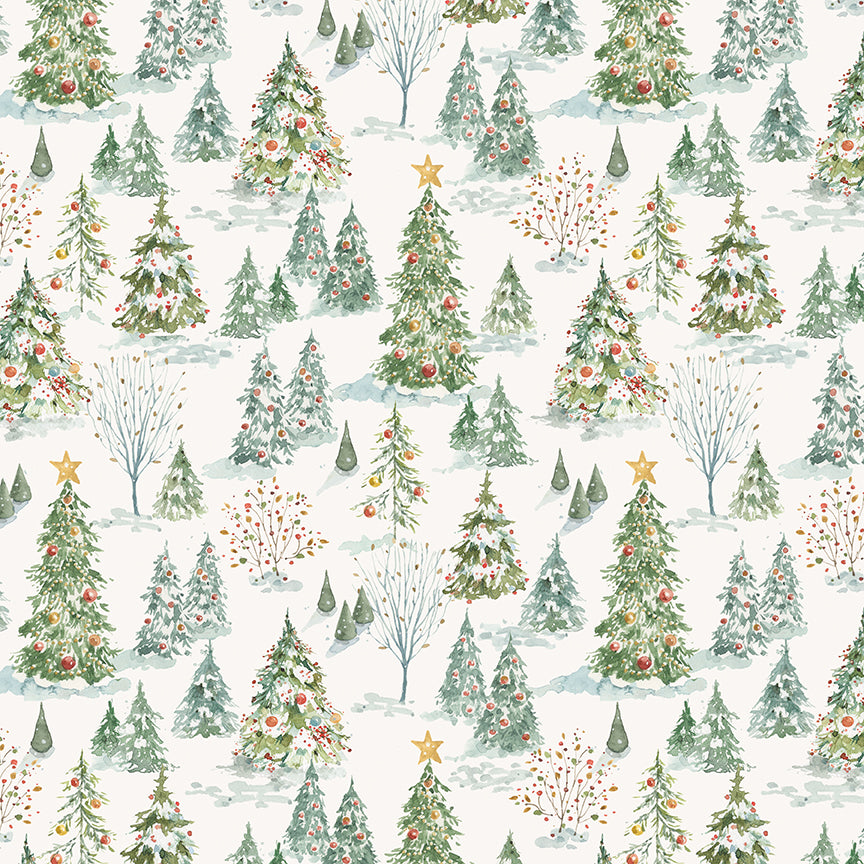 Riley Blake Designs | Santa's Fair | Forest Cloud | Off White | CD19201-CLOUD