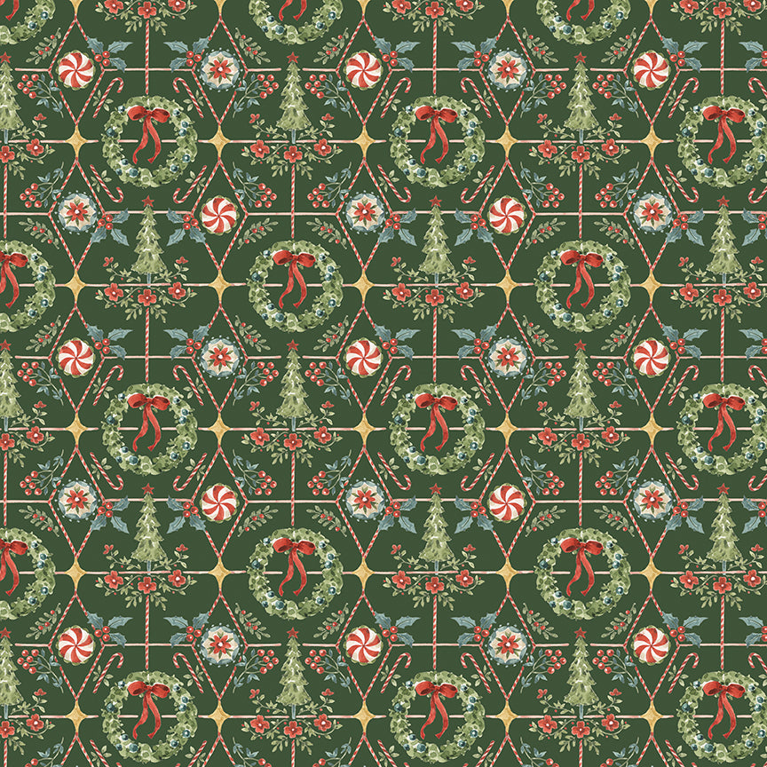 Riley Blake Designs | Santa's Fair | Wreaths and Trees | Green | CD19202-GREEN
