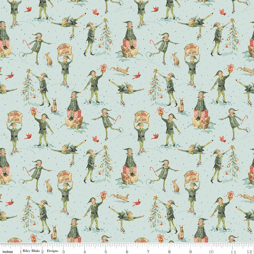 Riley Blake Designs | Santa's Fair | Elves | Blue | CD19203-BLUE