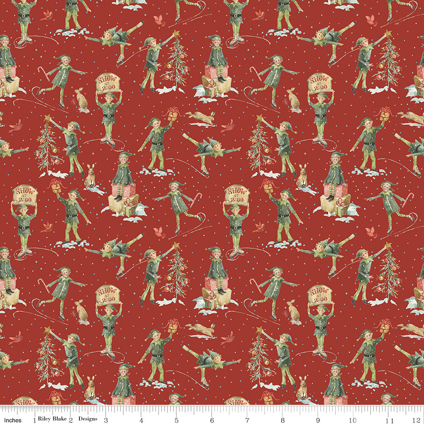 Riley Blake Designs | Santa's Fair | Elves | Red | CD19203-RED