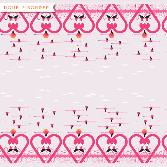 Birch Fabrics | Charley Harper | Think Pink | Flamingo A Go Go Double Border