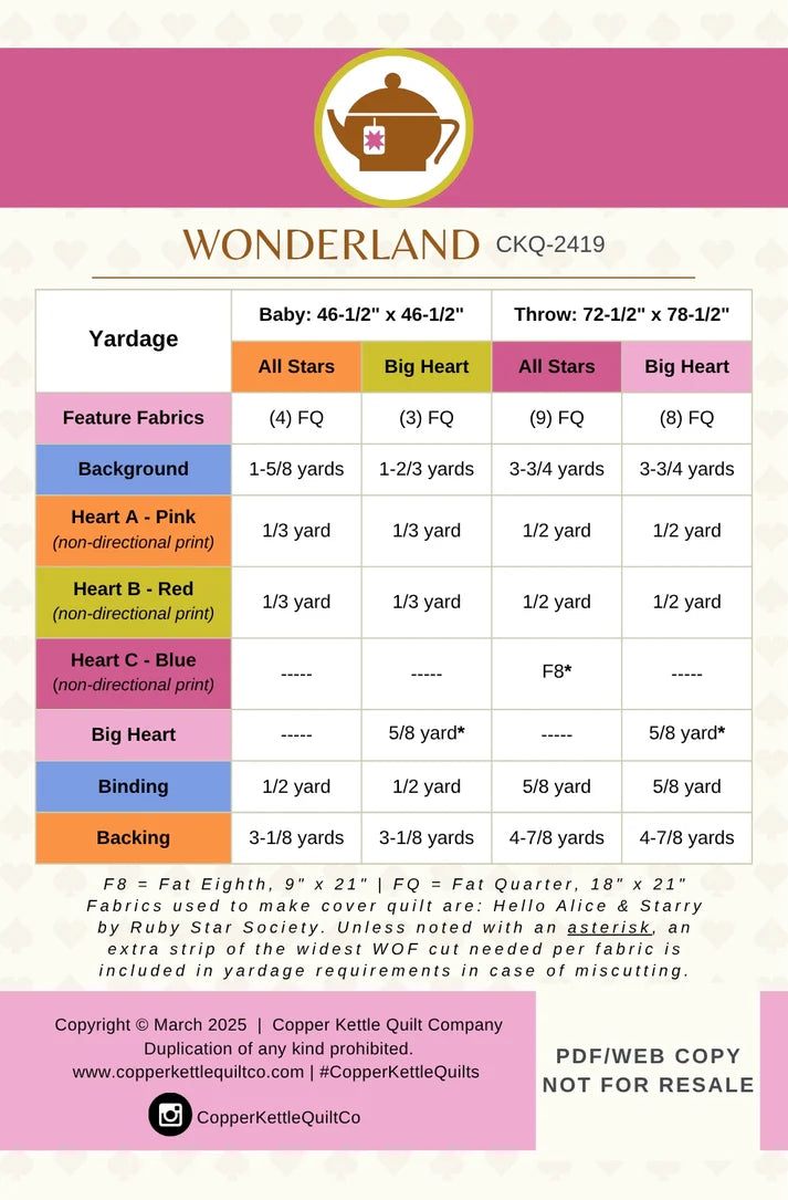 Copper Kettle Quilt Company | Wonderland Pattern