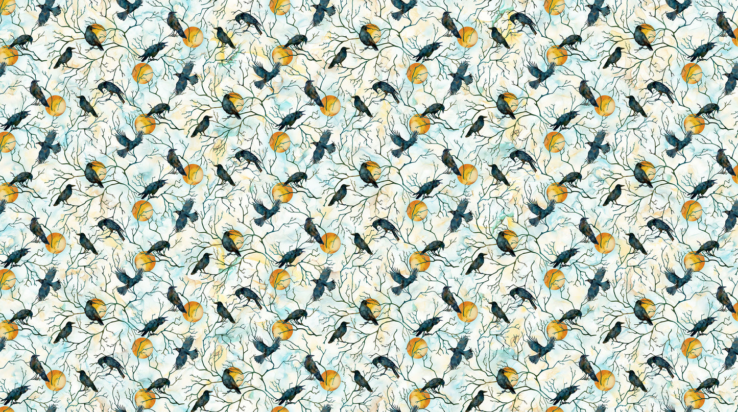 Northcott | Raven's Call | Raven Moon | White Multi