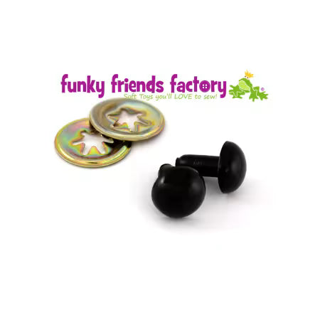 Funky Friends Factory | Toy Eyes Solid - 12mm Black # FF12BLACK