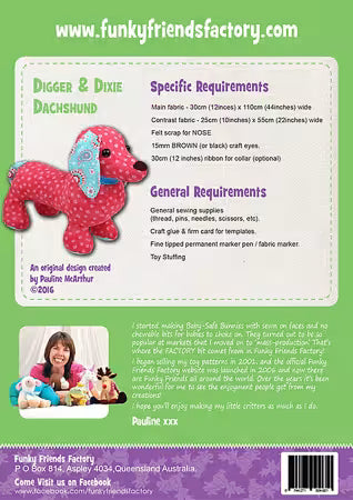 Digger and Dixie Dachshund Sewing Pattern